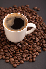 bean, espresso, coffee cup, drink, caffeine, sugar, photography, cafe, roasted, black, background, brown, food, table, aroma, dark, morning, cup, beverage