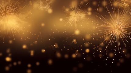 Happy New Year, burning fireworks with bokeh light background