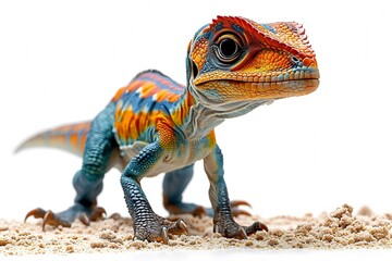Fototapeta premium Exotic reptile with a dinosaur essence, isolated in a studio, showcasing its colorful, primal beauty.