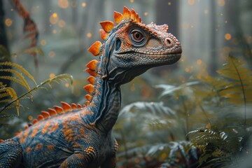 Iguana, a wild reptile in nature, resembles a dinosaur, its vivid profile showcasing prehistoric...