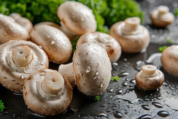 Close-up, champignon mushrooms, background