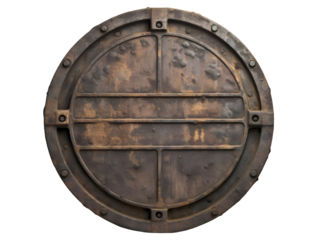 Weathered Manhole Cover, isolated on a transparent or white background