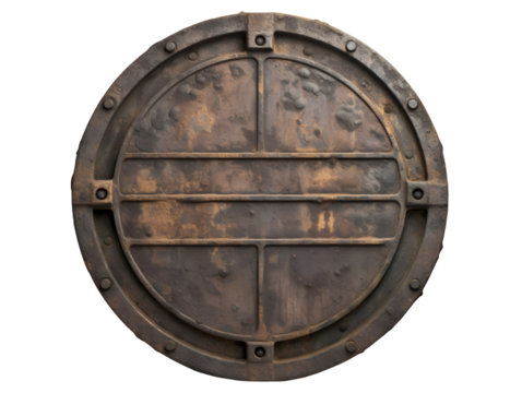 Weathered Manhole Cover, isolated on a transparent or white background