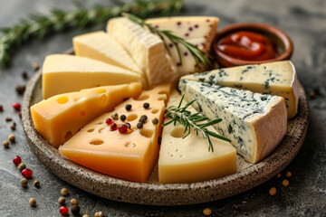 Mehrere Käsesorten auf einem Teller