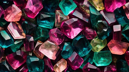 A vibrant and radiant tourmaline gemstone texture, showcasing rich green hues and intricate details, perfect for adding opulence to digital designs. - Generative AI
