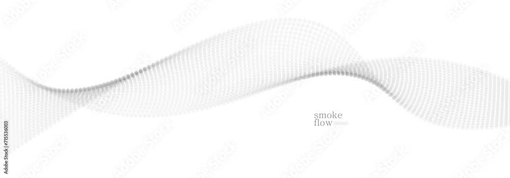 Poster vector abstract background with wave of flowing particles, smoke flowing light grey design, smooth a
