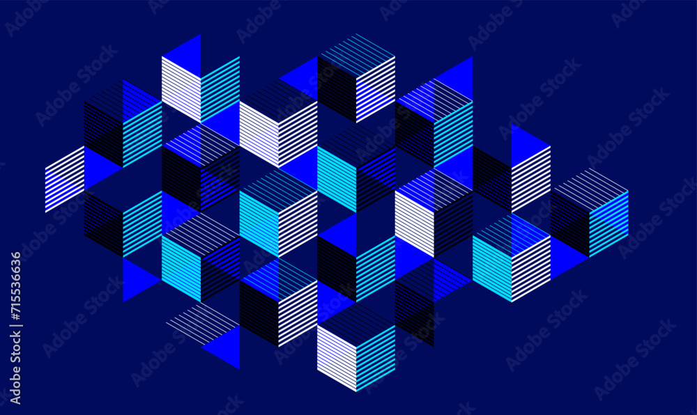Poster isometric 3d cubes vector abstract geometric background, abstraction art polygonal graphic design wa