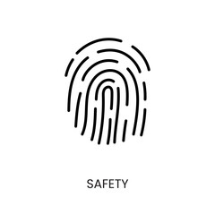 Security, fingerprint line icon vector