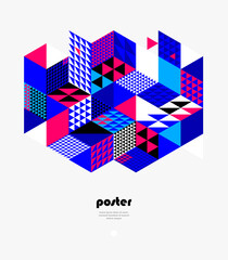 Fototapeta premium 3D isometric cubic design vector geometric abstract background, modern city abstraction theme, construction buildings and blocks look like shapes, polygonal style.