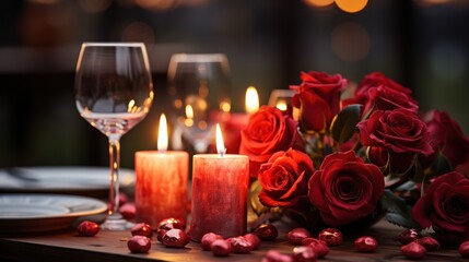 Romantic scenery for valentines day a table prepared UHD wallpaper