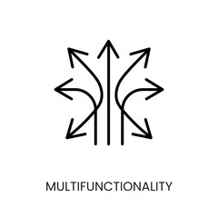 Multifunctionality, arrows in different directions line icon vector - obrazy, fototapety, plakaty