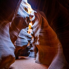 Beautiful shot of the antelope canyon lights and rocks arizona in the usa