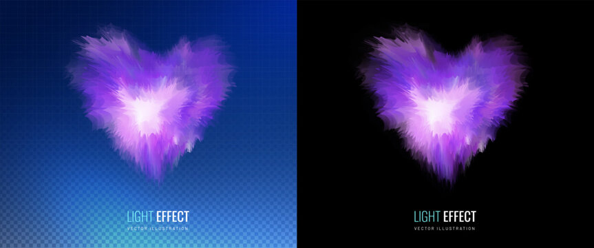 Explosion heart light splash effect in galaxy and starry sky style. Realistic explosion of paints and inks - decorative futuristic element. Universe and space vector illustration