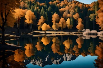 reflection of trees in water  Generated Ai