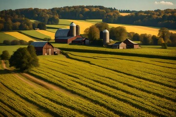 landscape with a field of wheat  Generated Ai