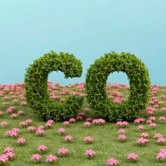 ECO sign of bushes over a field full of flowers