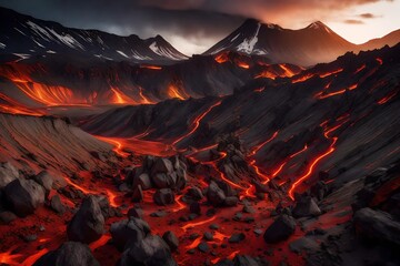 sunset over the mountains  Generated Ai