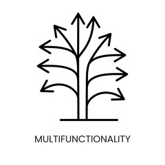 Multifunctionality, arrows in different directions line icon vector