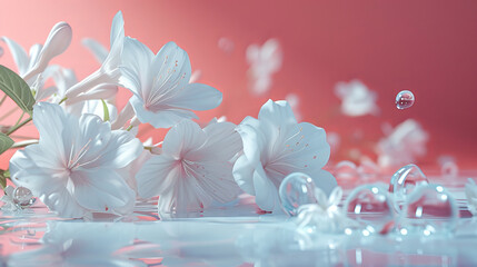 beautiful coral background with white flowers