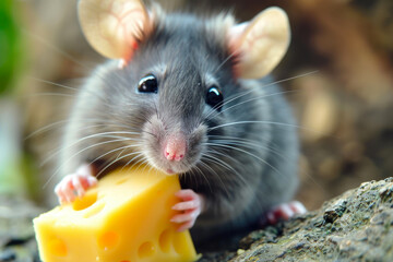 Cheese Lover's Fantasy: Mouse Savoring the Flavor