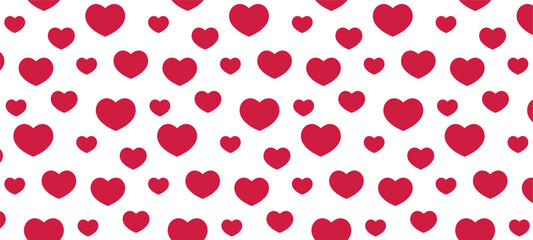 st valentines day vector seamless border with red hearts on white background. bright romantic heart shape repetitive background. love wallpaper