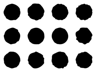 黒　丸　ラフ　手書き風　シンプル　セット