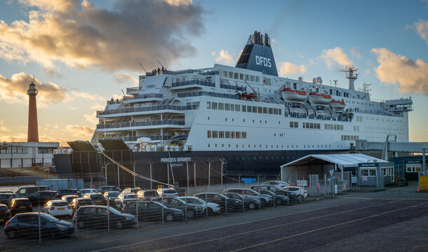 Ijmuiden, The Netherlands, 19.01.2024, Princess Seaways ferry to Newcastle of danish ferry operator DFDS docked at the DFDS Amsterdam Terminal