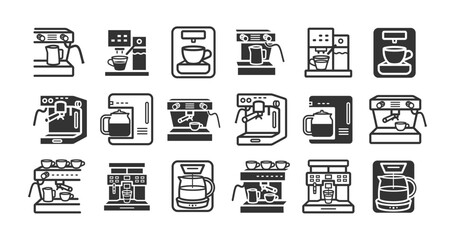 Coffee maker machine line icon infographic. Vector sign for web graphic.