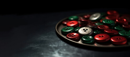 green and red clothes buttons