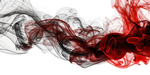 Contrasting Black and Red Smoke on White Background