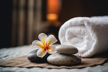 Fototapeta na wymiar Spa treatments with massage rocks