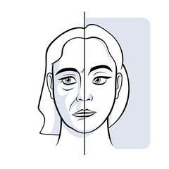 Woman face skin wrinkles face yoga illustration