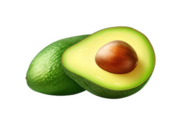 Avocado Clipping Path isolated on a Transparent background. Generative AI