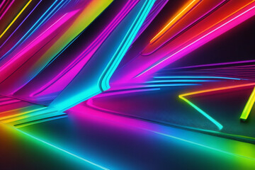 fondo futurista abstracto con líneas de onda de alta velocidad en movimiento de neón azul rosa brillante y luces bokeh - obrazy, fototapety, plakaty