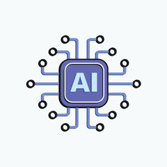 Fototapeta premium AI or Artificial intelligence in chip with circuit vector