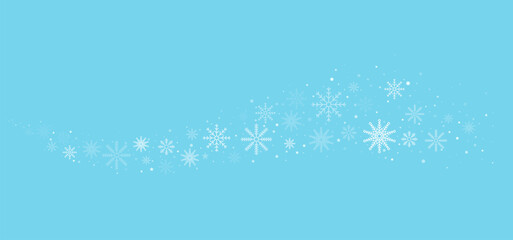 Naklejka na ściany i meble Snowflakes wave on blue background