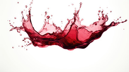 splendid red wine splash captured in mid-air elegance, isolated white background - obrazy, fototapety, plakaty