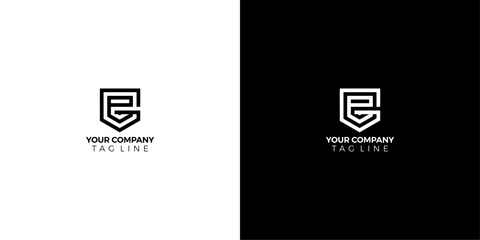 EG initial logo with black and white shield variations on black and white Canva