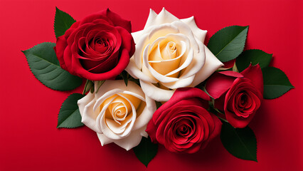 Red and white Roses Wallpaper, Valentine Day, Anniversary, Wedding