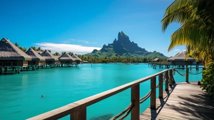 Foto op Canvas Beautiful bora resort islands overwater bungalows picture © Indronath