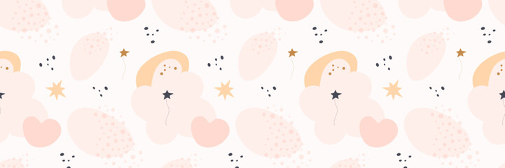 Bohemian baby pattern. Seamless baby pattern in boho style.