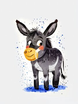 cute donkey hand drawn illustration