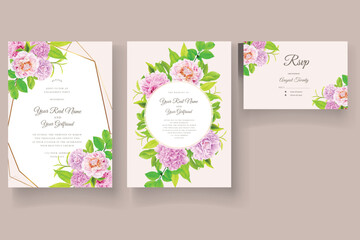 peonies floral and leaves background and frames card