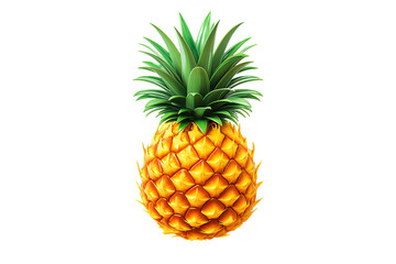 Tasty whole pineapple with leaves isolated on a Transparent background. Generative AI