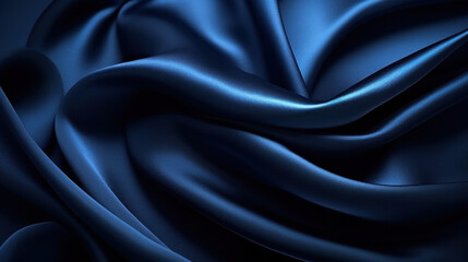 Close-up of elegant blue satin fabric with a smooth, luxurious texture that exudes simplicity and depth.