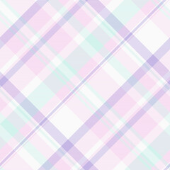 Comfort background fabric tartan, club check vector pattern. Relax textile plaid texture seamless in light and white colors.