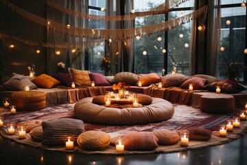 Fototapeta premium Mystical candlelit room. divination, esoteric energy, and spiritual ambiance for exploring