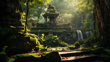 Beautiful Buddhist jungle old temple scenery pictures