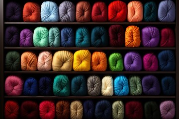 Vibrant crochet and knitting materials inspiring creativity and masterful craftsmanship - obrazy, fototapety, plakaty
