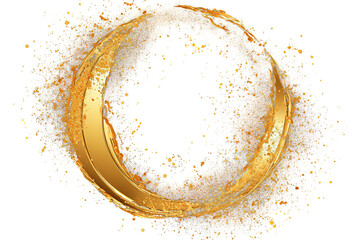 Obraz premium Golden Ink blot splashing A drop of ink, diffuse spots. isolated on a Transparent background. Generative AI